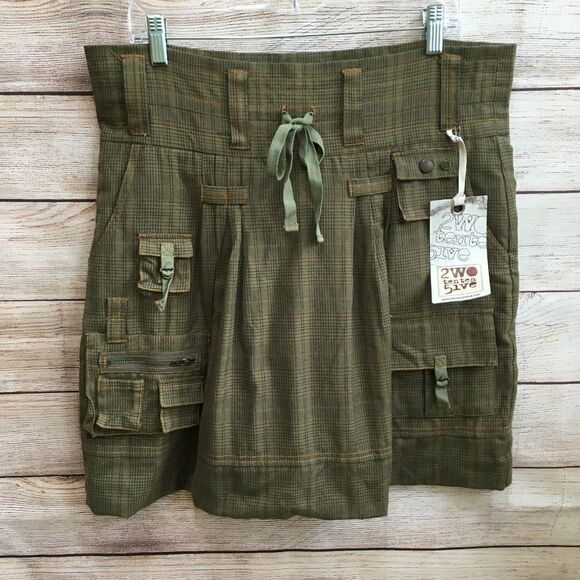 NEW‎ WITH TAGS BIYA BY JOHNNY WAS 2WO-TEN-TEN-5IVE SKIRT IN HUNTER GREEN PLAID - Picture 1 of 9